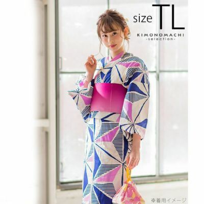 【Prices down】TLサイズ 浴衣単品「ブルー　麻の葉」女性浴衣 プレタ浴衣 レディース浴衣 お仕立て上がり浴衣 花火大会、夏デートに 【メール便不可】ss2503ykl35