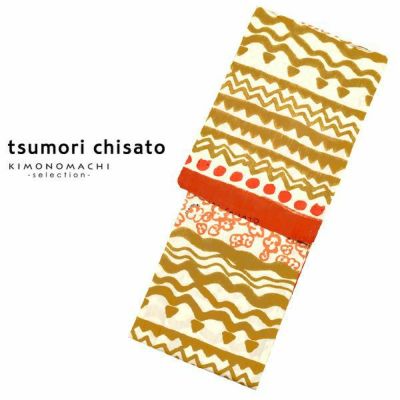 【Prices down】女性女性浴衣単品「赤×金茶　ぎざぎざボーダー」ツモリチサト お仕立て上がり浴衣 ブランド浴衣 tsumori chisato  【メール便不可】ss2503ykl60