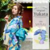 京都きもの町オリジナル浴衣単品「ブルー蝶」S、フリー、TL、LL 綿浴衣 レディース レトロ 女性浴衣