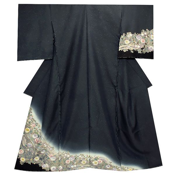 未仕立て訪問着単品「青墨色　辻が花」未仕立て 正絹着物   仮絵羽