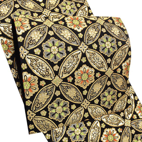 礼装袋帯「黒色　七宝華芳文」未仕立て 京都西陣 六通柄 訪問着、色留袖、付け下げに 礼装帯