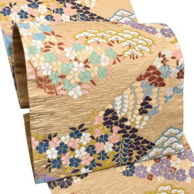 礼装 袋帯 フォーマル「鳥の子色 錦繍菊菱文」日本製 西陣織 西陣織