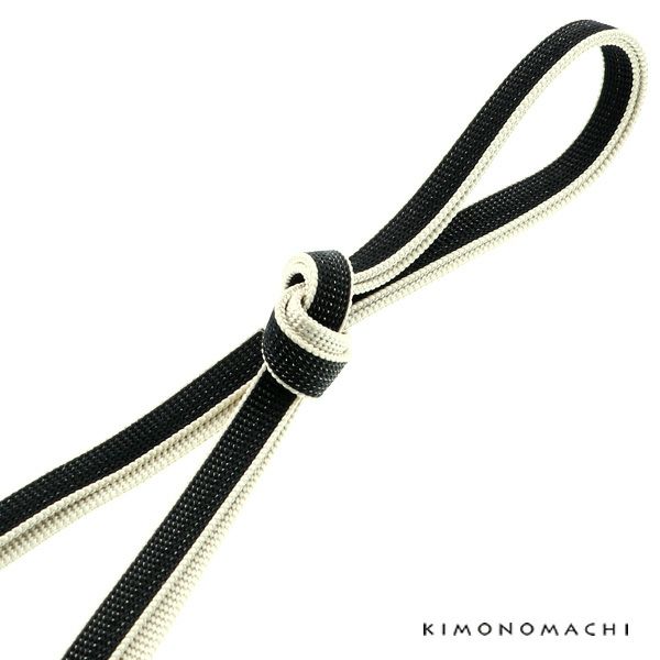 正絹三分紐「三分紐　黒×白」帯締め 組紐   洒落小物