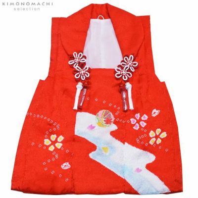 女の子被布コート単品「赤色 鈴」3歳児用 七五三 七五三小物 刺繍
