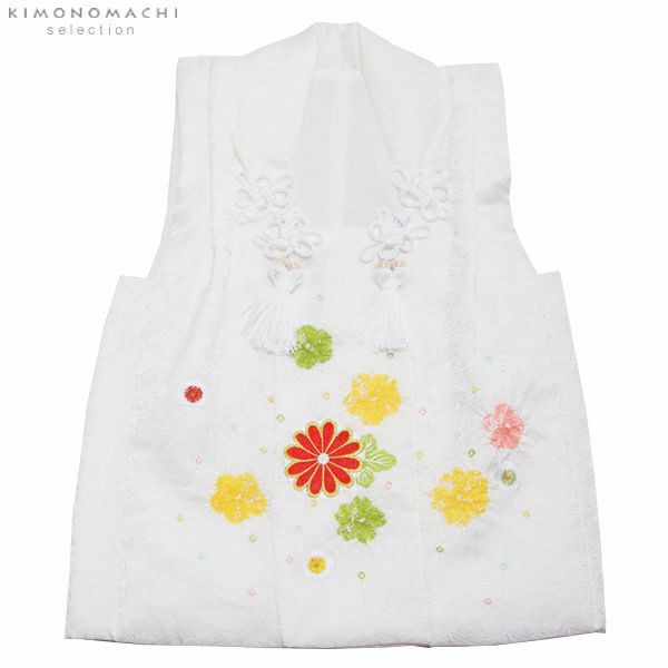 【Prices down】女の子被布コート単品「白色　菊花、梅の刺繍」3歳児用 七五三 七五三小物 絞り、刺繍 お子様被布コート 式【メール便不可】