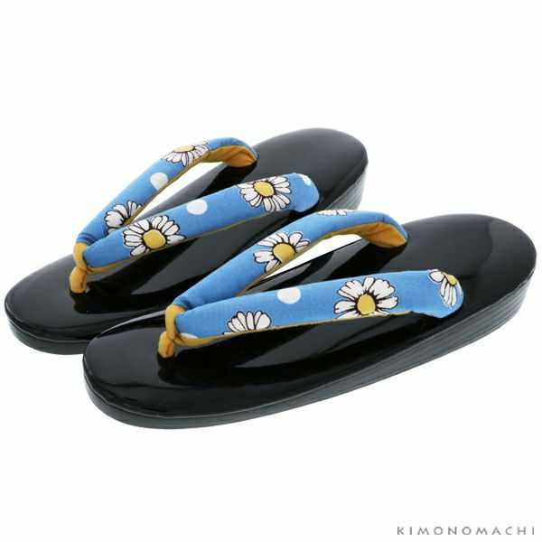 ウレタン草履単品「水色　マーガレット」M、L、LLサイズ ウレタン草履 カジュアル草履 女性草履 京都きもの町オリジナル
