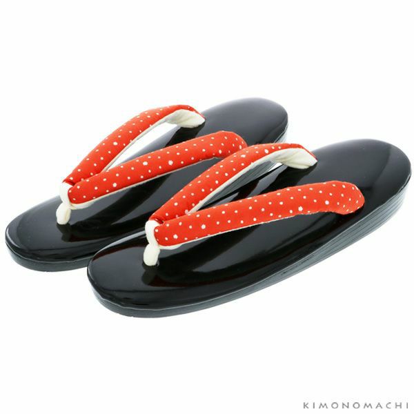ウレタン草履単品「赤オレンジ　あられ水玉」M、L、LLサイズ ウレタン草履 カジュアル草履 女性草履 京都きもの町オリジナル