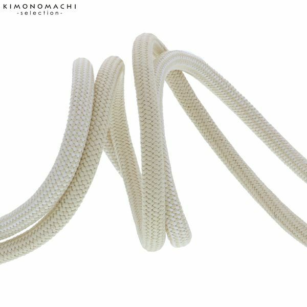 正絹帯締め「白×薄黄色」日本製 和装小物   カジュアル帯締め