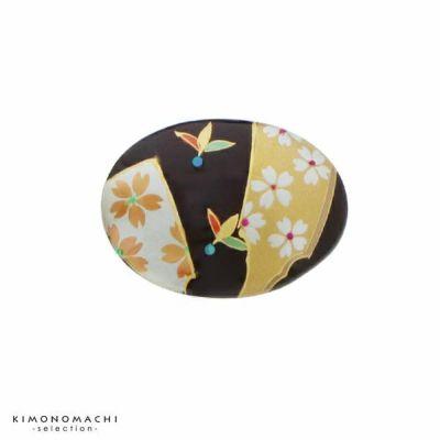 【Prices down2】螺鈿帯留め「黒茶色　羽子板」洒落小物 和小物   和装小物 【メール便不可】ss2503wkm10