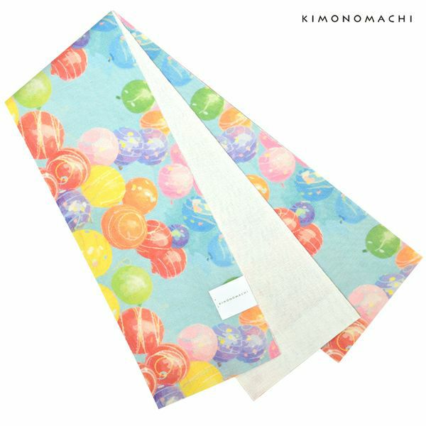 麻半幅帯「水風船」浴衣帯 半巾帯 夏着物、浴衣に  夏帯