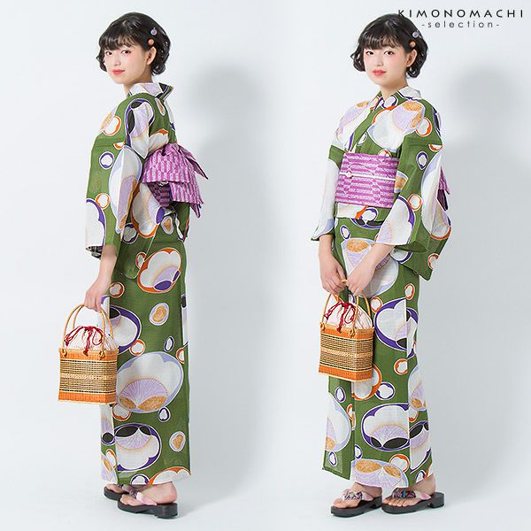【Prices down】芸艸堂浴衣単品「松葉色　梅」桂友同机会 綿浴衣 日本製 UNSODO 綿紅梅 【メール便不可】ss2406ykl30