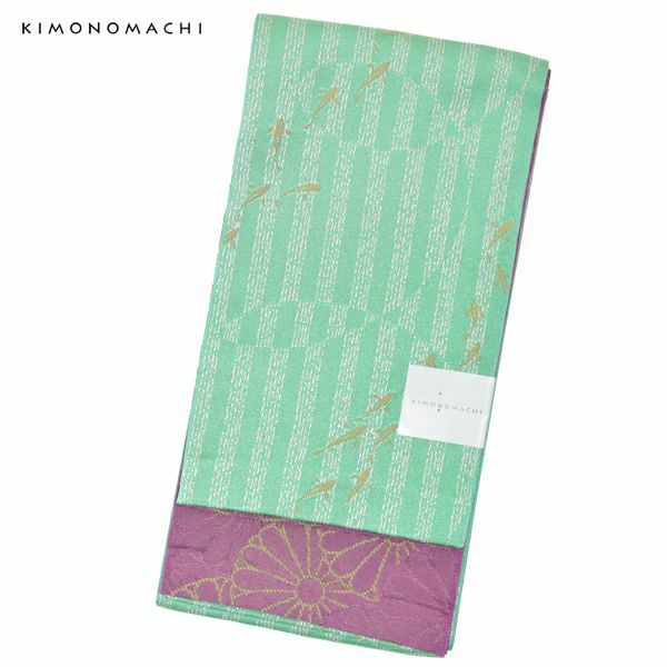 京都きもの町オリジナル浴衣帯単品「水面（みなも）　浅緑」小袋帯 半幅帯 ゆかた帯 細帯 半巾帯