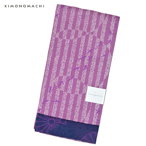 KIMONOMACHI浴衣セット「紫色 格子にコウモリ」S、F、TL、LL 綿浴衣 お