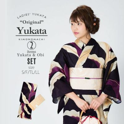 【ルド】綿絽　着物　浴衣 　紫　偽せ紫　焦茶　身丈167/裄68 浴衣: YK098 薄藤 紫陽花に杜若 | 京都着物レンタル夢館