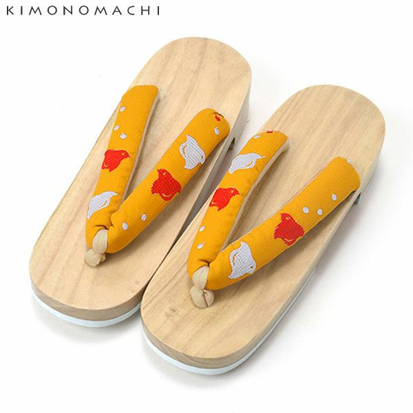 KIMONOMACHI下駄単品「黄色　千鳥」フリーサイズ 女性下駄   F