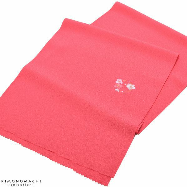 七五三帯揚げ「ピンク色　花の丸」七歳、五歳、三歳 四つ身 おびあげ 七五三小物 ポリエステル帯揚げ