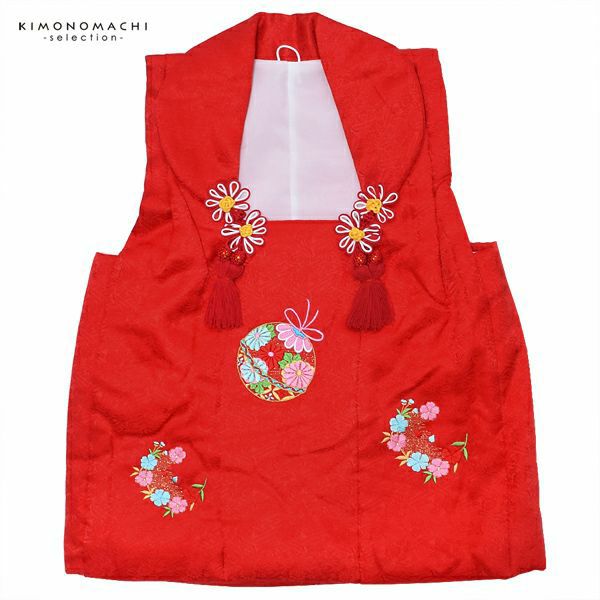 女の子被布コート単品「赤色　鈴」3歳児用 七五三 七五三小物 刺繍 お子様被布コート 倫花宝
