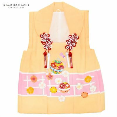 【美品】七五三 3歳 被布コート正絹 黄色 単品 女の子 花柄 毬 ひな祭り 美品】七五三 3歳 被布コート正絹 黄色 単品 女の子 花柄 毬