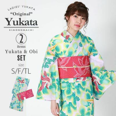 【Prices down】KIMONOMACHI浴衣セット「薄ピンク　蔦と鳥」S,F（フリー）,TL 綿浴衣 京都きもの町オリジナル 【メール便不可】SS2312ykl15