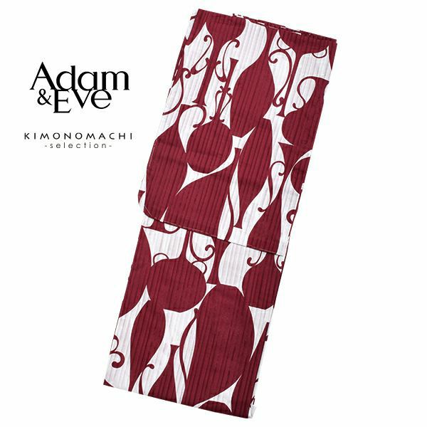 Adam＆Eve浴衣単品「エンジ色　瓶」ブランド浴衣単品 女性浴衣単品 アダムアンドイヴ 大人浴衣単品 浴衣単品 E1802