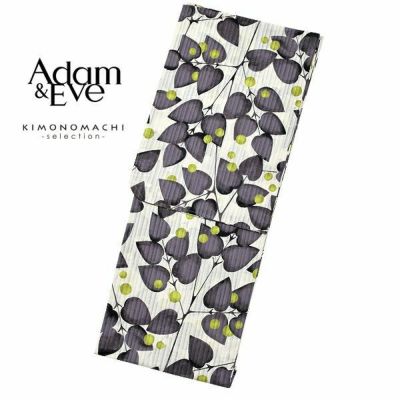 【Prices down】Adam＆Eve浴衣単品「黒グレー　葉っぱと水玉」ブランド浴衣単品 女性浴衣単品 アダムアンドイヴ 大人浴衣単品 浴衣単品 E1805【メール便不可】ss2503ykl30