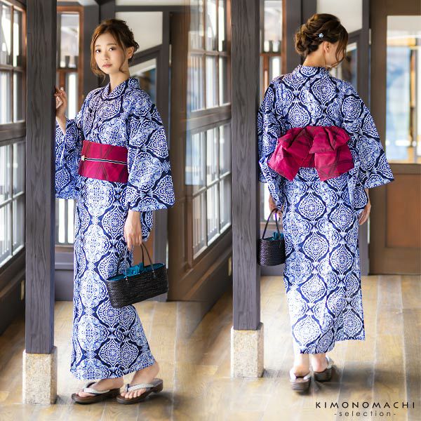 美品】1度着用 森英恵 HANAE MORI ブランド浴衣 扇子 帯 セット