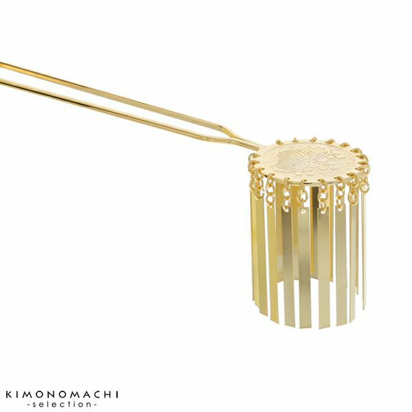 ビラカンかんざし「ゴールド　桐」髪飾り 花魁 和 成人式、結婚式 ビラビラかんざし J16-006　G　ビラカン丸桐1段