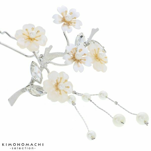 花月かんざし「シルバー　桜」髪飾り 簪 入学式、卒業式に  礼装かんざし F18-033　パ　花月ピン