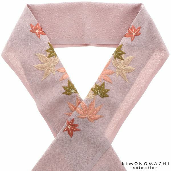 【Prices down】刺繍半衿「梅鼠色　楓」半襟 刺繍衿   洒落半衿 【メール便対応可】ss2406wkm20