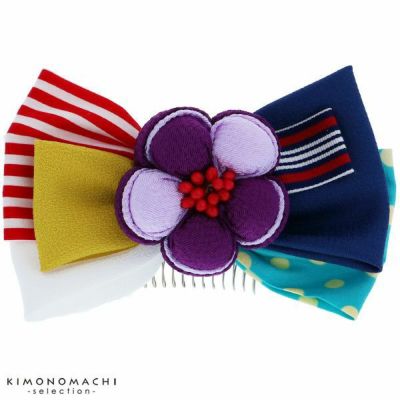 (卒業式SALE最大20%OFF2/20迄)リボン髪飾り「パープル　お花とリボン」リボン髪飾り 卒業式の袴に 髪飾り リボンコーム お花髪飾り （TO-3187）【メール便不可】＜H＞ss2409wkk10