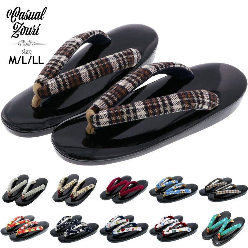 草履 レディース 単品 カジュアル草履 「ドット・花模様・チェック・無地・マーガレット・アーガイル・スター・カラフルバッジ・三角」 痛くなりにくい ウレタン草履 M・L・LLサイズ フリーサイズ 京都きもの町 KIMONOMACHI オリジナル 洒落草履