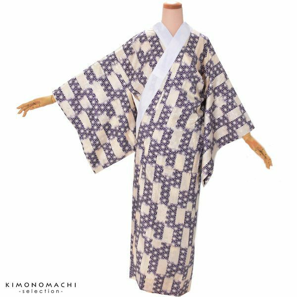 洗える長襦袢「紫色　麻の葉」お仕立て上がり襦袢 柄襦袢 洗える長襦袢  襦袢