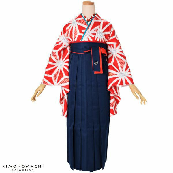 二色袴単品「紺×赤」SS、S、M、L、2L 卒業式、修了式に はいからさんスタイル 先生袴 ジュニア袴 無地袴 レディース