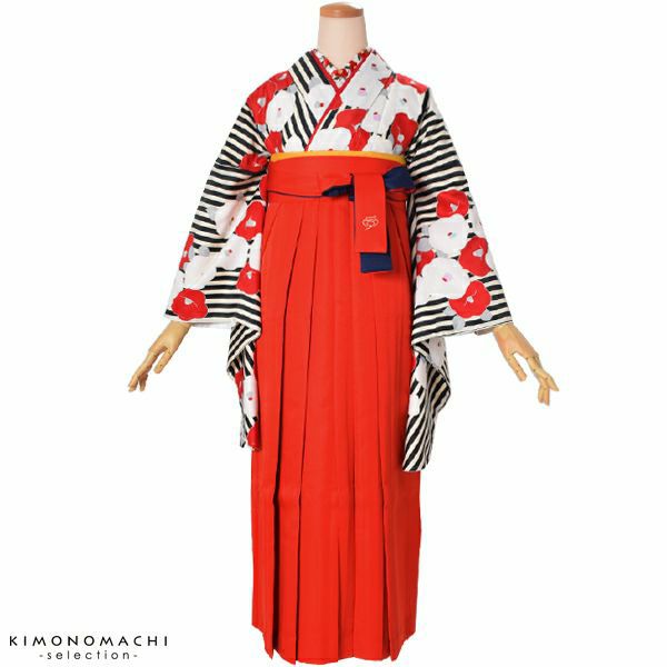 二色袴単品「赤×紺」SS、S、M、L、2L 卒業式、修了式に はいからさんスタイル 先生袴 ジュニア袴 無地袴 レディース