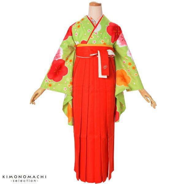 二色袴単品「赤×白」SS、S、M、L、2L 卒業式、修了式に はいからさんスタイル 先生袴 ジュニア袴 無地袴 レディース