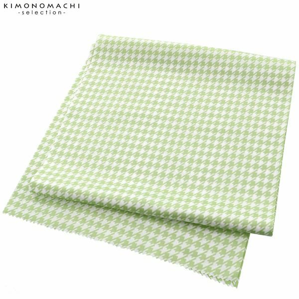 柄帯揚げ「グリーン×白　千鳥格子」帯揚げ 和装小物 華やか  オシャレ小物
