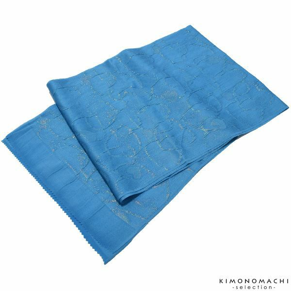 振袖帯揚げ「ブルー」スリット糸通しハート 正絹帯揚げ   振袖帯揚げ