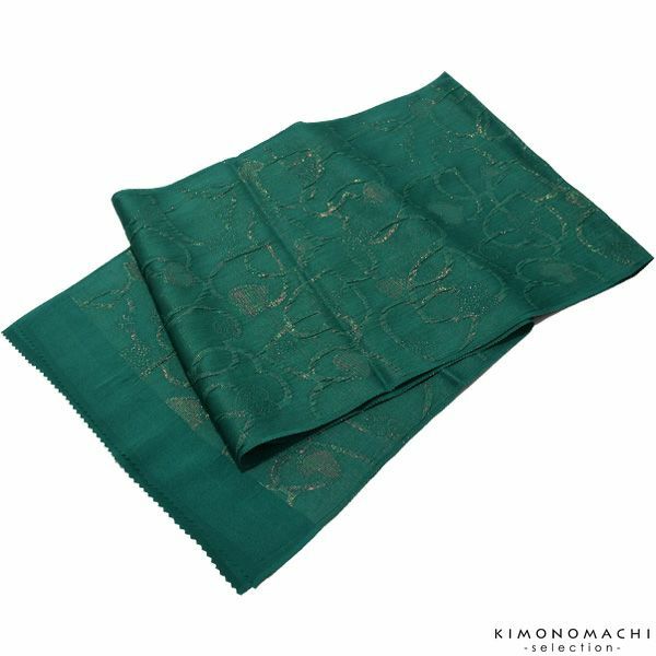 振袖帯揚げ「テールグリーン」スリット糸通しハート 正絹帯揚げ   振袖帯揚げ