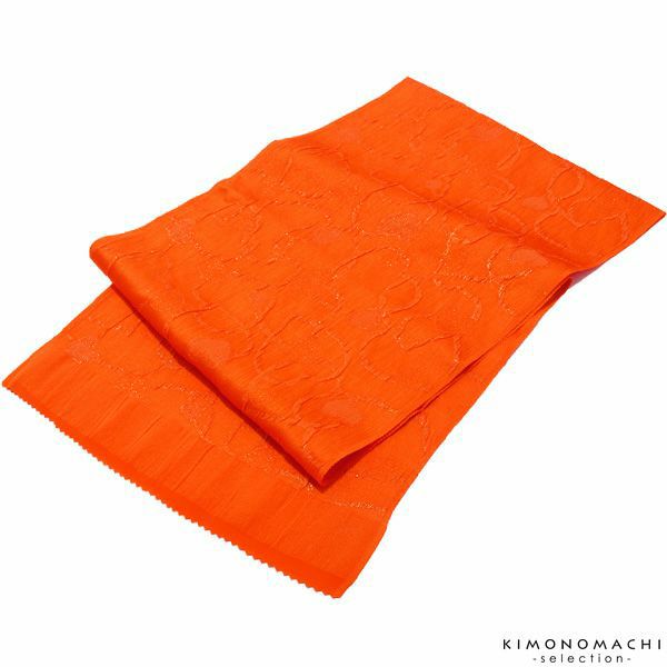 振袖帯揚げ「オレンジ」スリット糸通しハート 正絹帯揚げ   振袖帯揚げ