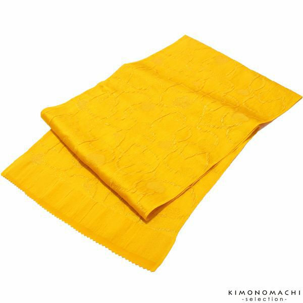振袖帯揚げ「イエロー」スリット糸通しハート 正絹帯揚げ   振袖帯揚げ