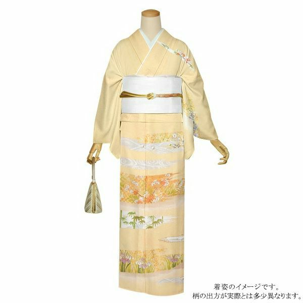 訪問着　お仕立て上がり　単品「明るめのクリーム地 かすみ模様」正絹着物　礼装　正絹　訪問着　結婚式　七五三　パーティー　お宮参り　袷　プレタ　仕立て上がり 【送料無料】