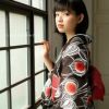 浴衣 レディース 「ほおずき　黒茶」 綿絽　大人　個性的　花火大会　夏祭り　女性浴衣　女性ゆかた　浴衣単品　夏着物　きもの町オリジナル　KIMONOMACHI