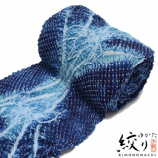 絞り浴衣反物「ゴージャスあやめ」 絞り浴衣 綿浴衣 未仕立て