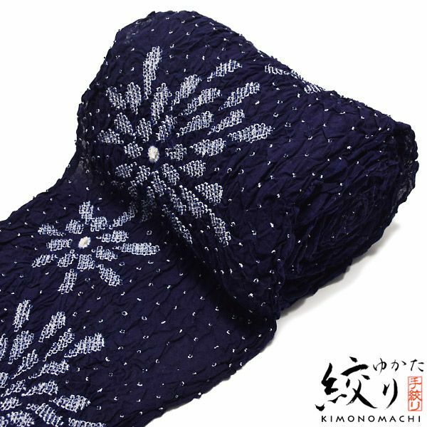 絞り浴衣反物「連菊」78-3 絞り浴衣 綿浴衣 未仕立て