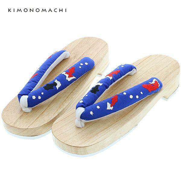 KIMONOMACHI下駄単品「金魚　青」フリーサイズ 女性下駄   F
