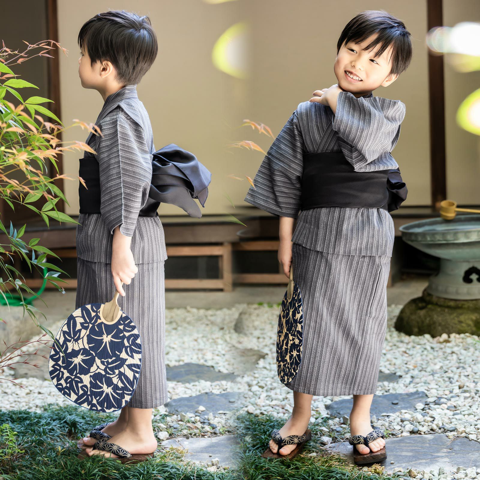 男の子浴衣セット 綿しじら織り浴衣と兵児帯の2点セット 浴衣 子供 男の子 メール便不可 京都きもの町