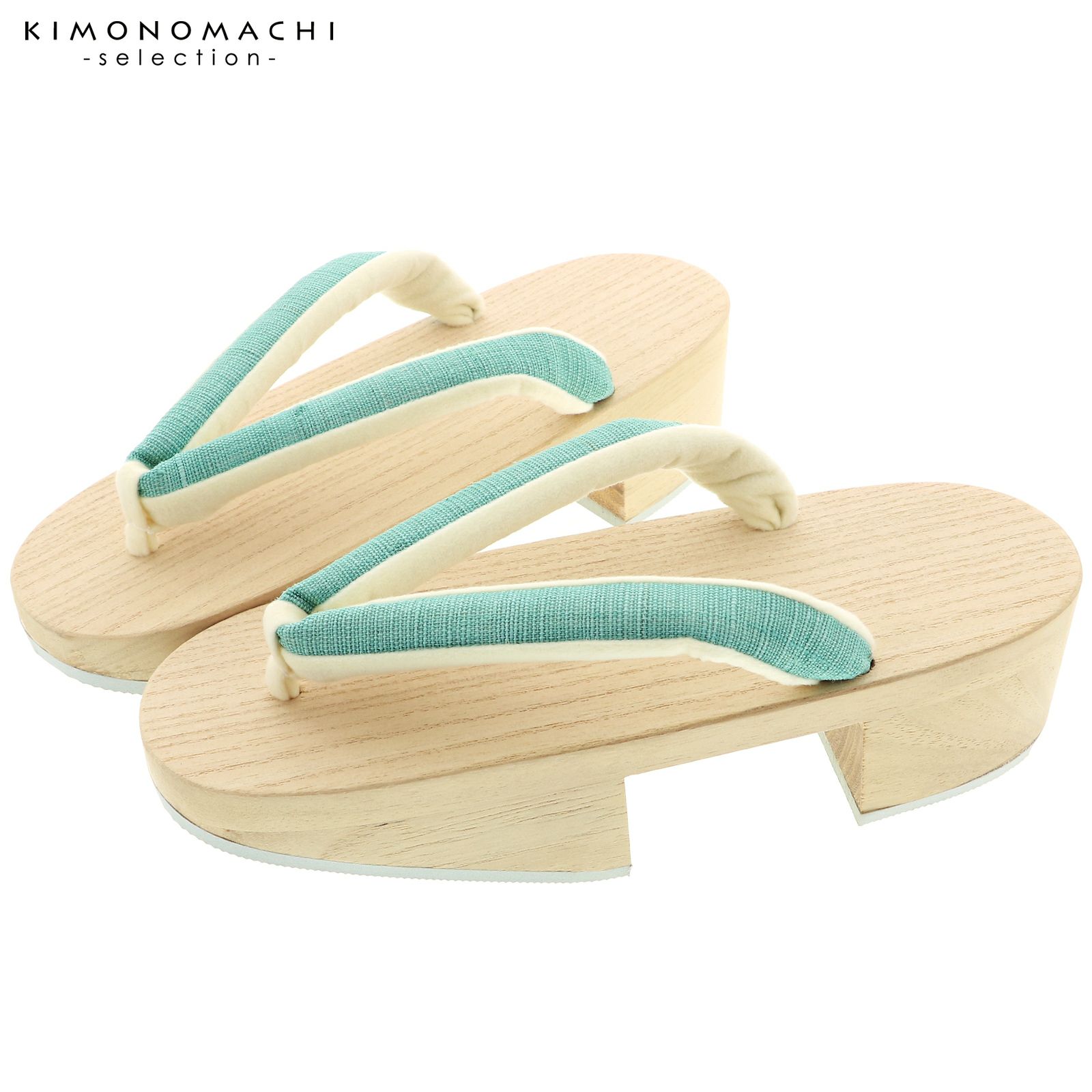 下駄　レディース 「小町下駄　白木　青磁×生成り」 日本製　桐下駄　女性下駄単品　女下駄