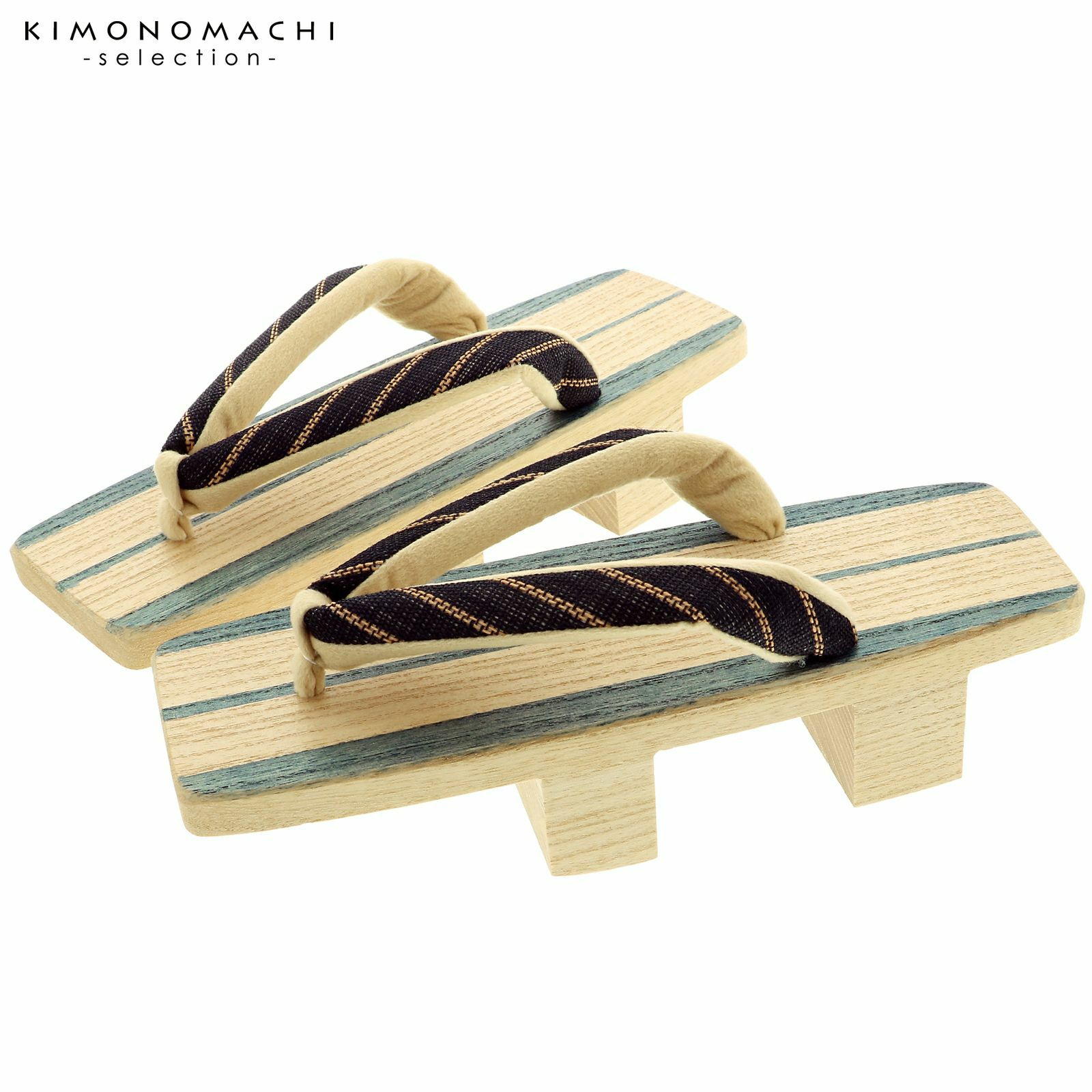下駄　レディース 「三味型　藍染　二枚歯下駄　黒×ベージュ」 日本製　桐下駄　女性下駄単品　女下駄