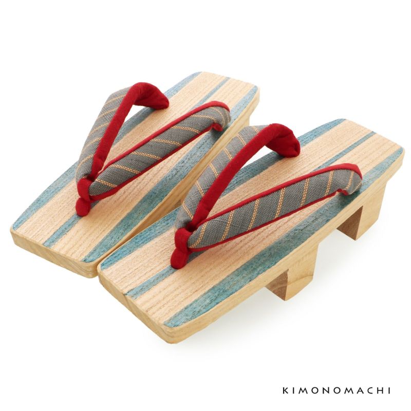 下駄　レディース 「三味型　藍染　二枚歯下駄　墨色ベージュ×紫」 日本製　桐下駄　女性下駄単品　女下駄