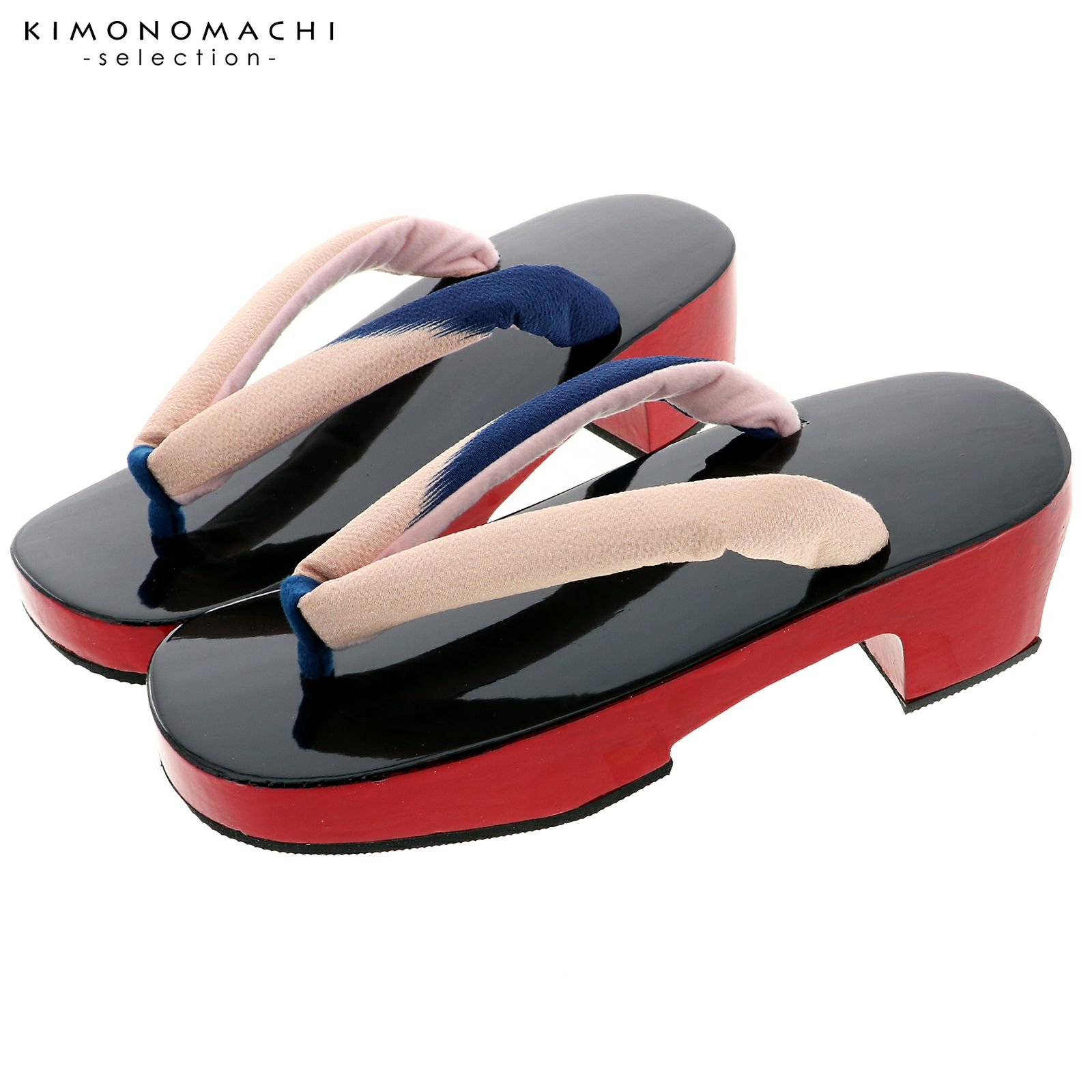 下駄 レディース 「高右近下駄 天変わり 塗り下駄 紺×ピンク」 日本製  